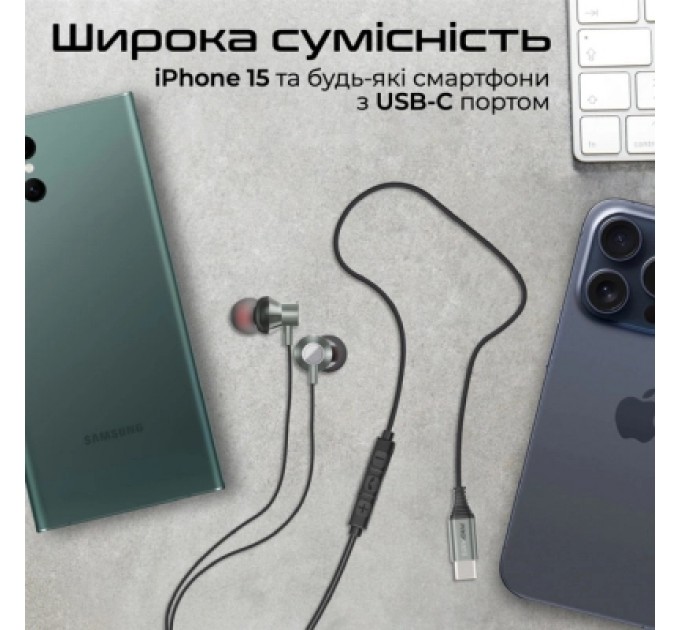 Promate Навушники Promate Silken-C Grey (silken-c.grey)