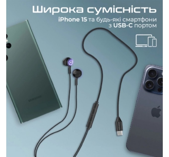 Promate Навушники Promate LumiBuds-C Black (lumibuds-c.black)