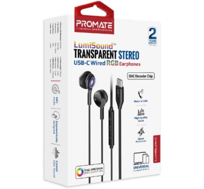 Promate Навушники Promate LumiBuds-C Black (lumibuds-c.black)