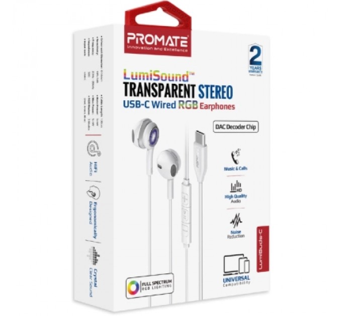 Promate Навушники Promate LumiBuds-C Silver (lumibuds-c.silver)