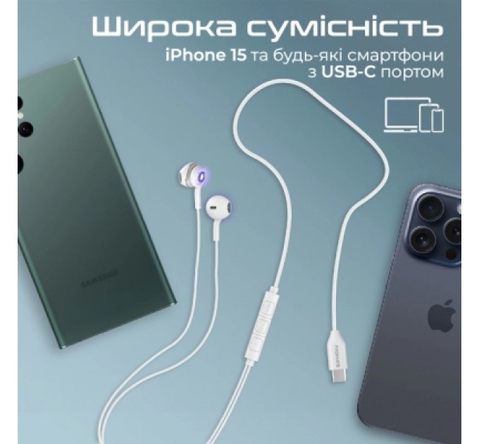 Promate Навушники Promate LumiBuds-C Silver (lumibuds-c.silver)