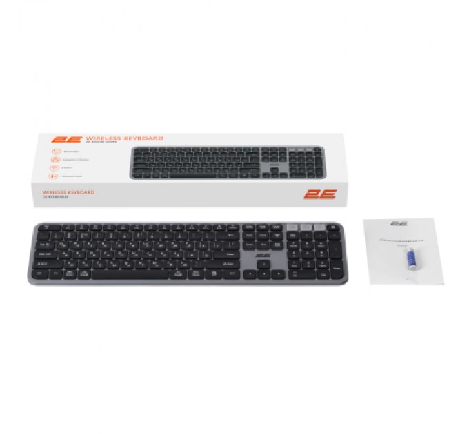 2E Клавіатура 2E KS240 Wireless USB/Bluetooth UA Grey (2E-KS240WG_UA)