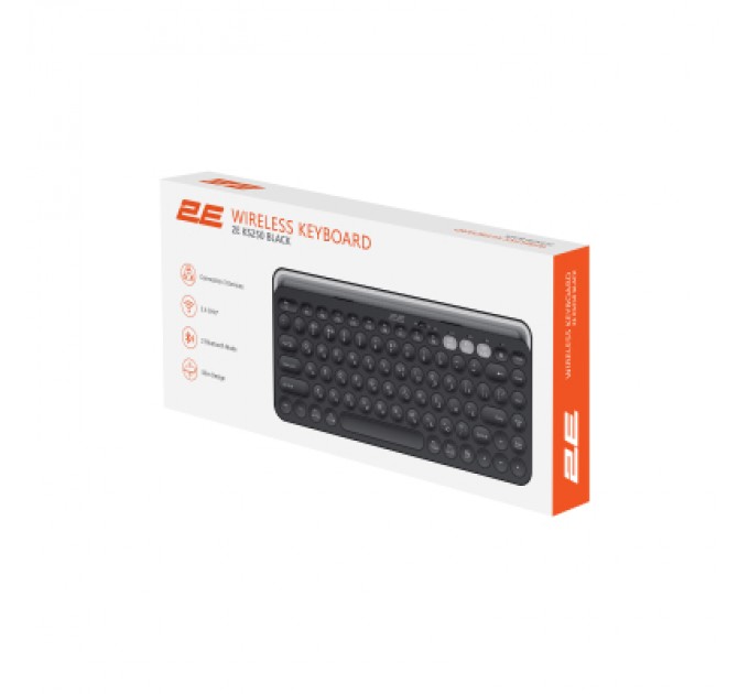 2E Клавіатура 2E KS250 Wireless USB/Bluetooth UA Black (2E-KS250WBK_UA)