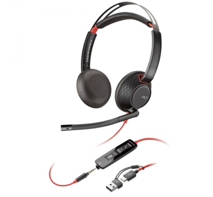 Poly Навушники Poly Blackwire 5220 USB-A/USB-C 3.5 мм Black (8X231AA)