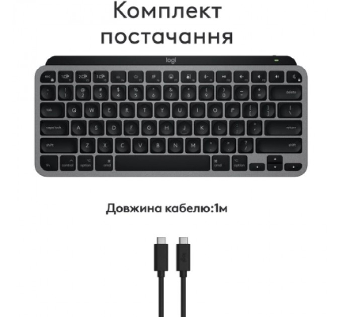 Logitech Клавіатура Logitech MX Keys Mini для MAC Wireless UA Space Grey (920-012652)