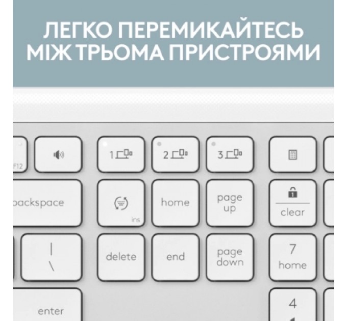 Logitech Клавіатура Logitech K950 Bluetooth/Wireless UA Off-White (920-012466)