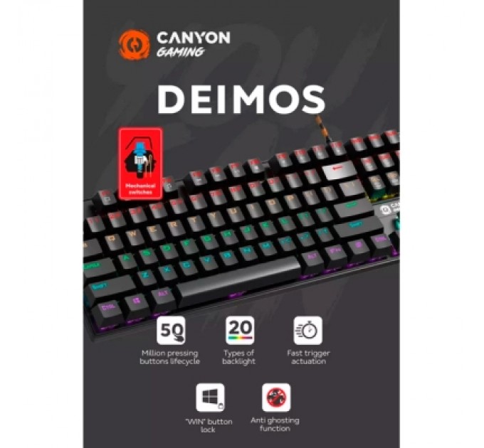 Canyon Клавіатура Canyon Deimos GK-4 Rainbow LED USB UA Black (CND-SKB4-US)