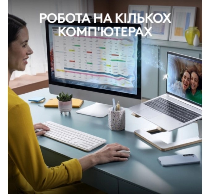 Logitech Комплект Logitech MK950 Bluetooth/Wireles UA Off-White (920-012491)