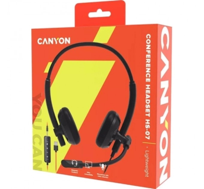 Canyon Навушники Canyon HS-07 PC Mic 3.5/USB 2.8 м Black (CNS-HS07B)