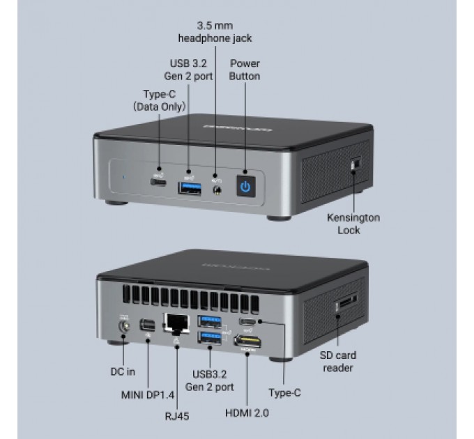 GEEKOM Комп'ютер GEEKOM Mini Air12 / N100, 16G, SSD 512G, WIN11 Pro (GMAir12N100-16512-EU)