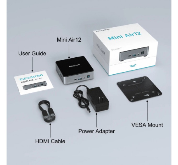 GEEKOM Комп'ютер GEEKOM Mini Air12 / N100, 16G, SSD 512G, WIN11 Pro (GMAir12N100-16512-EU)