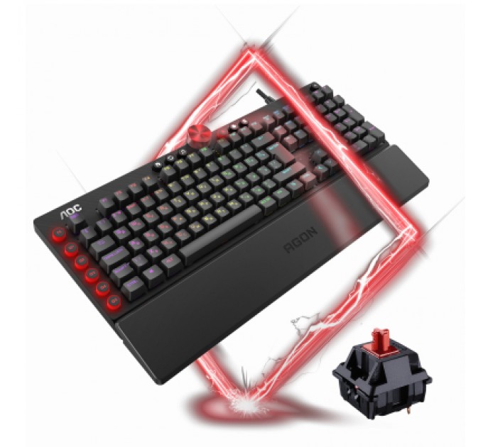 AOC Клавіатура AOC AGK700 RGB Cherry MX Red USB Black (AGK700DR2R)