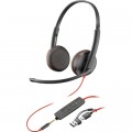 Poly Навушники Poly BlackWire C3225 USB-C HS Stereo +3.5mm Plug +USB-C/A Adapter (Bulk) Black (8X229A6)