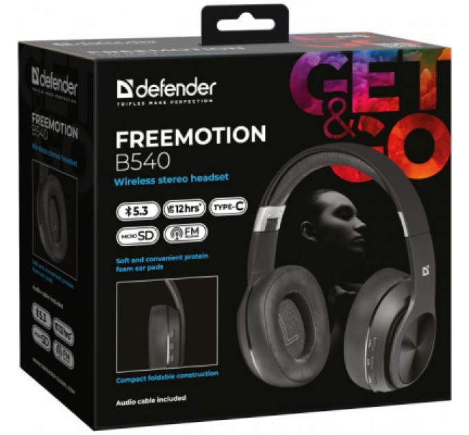 Defender Навушники Defender FreeMotion B540 Bluetooth Black (63540)