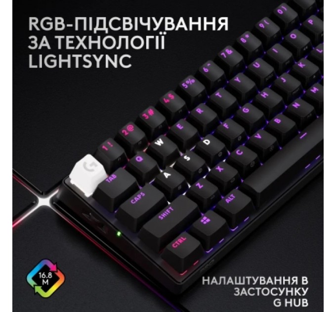 Logitech Клавіатура Logitech G Pro X 60 Lightspeed GX Tactile Wireless/Bluetooth UA Black (920-011911)