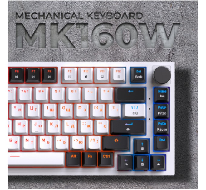 GamePro Клавіатура GamePro MK160W Hot-Swap Red Swich RGB USB UA White (MK160W)