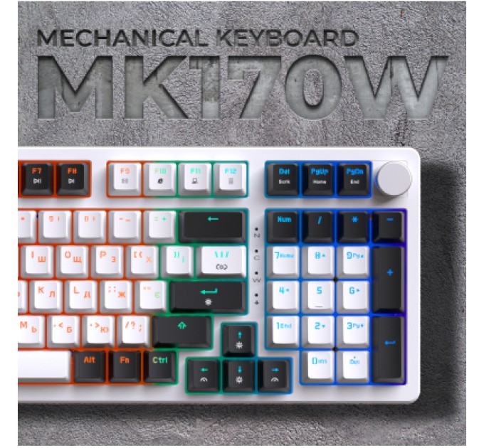 GamePro Клавіатура GamePro MK170W Hot-Swap Red Swich RGB USB UA White (MK170W)