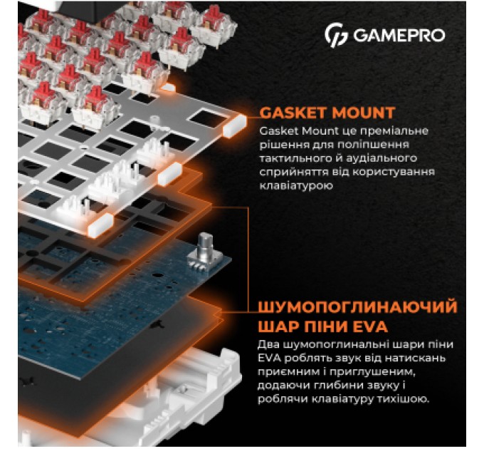 GamePro Клавіатура GamePro MK170W Hot-Swap Red Swich RGB USB UA White (MK170W)