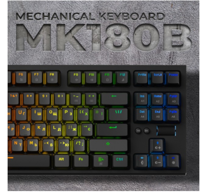 GamePro Клавіатура GamePro MK180B Hot-Swap Red Swich RGB USB UA Black (MK180B)