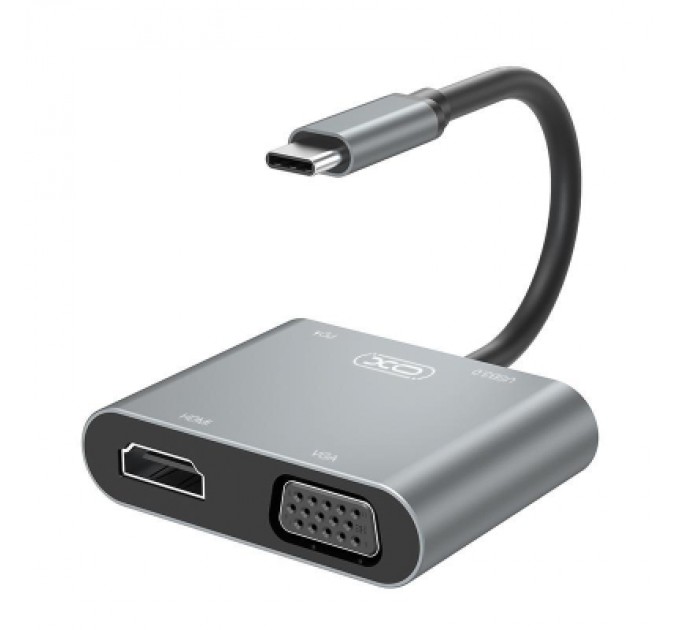 XO Перехідник XO 4-in-1 Dock USB-C (HDMI/VGA/USB3.0/USB-C PD) (XO-HUB001SL)