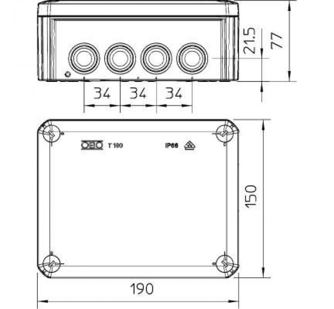 OBO Розподільча коробка OBO OBO Т160 IP66 (110533)