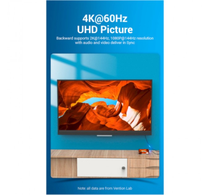 Vention Кабель мультимедійний USB-C 3.1 to DisplayPort M 1.5m v.1.2 4K60Hz Aluminum Alloy black Vention (CGZBG)