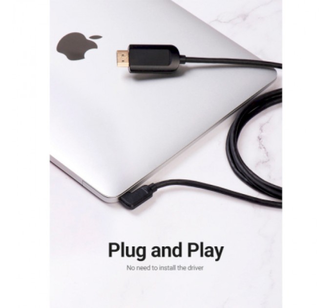 Vention Кабель мультимедійний USB-C 3.1 to HDMI 1.5m 90° 4K 60 Гц PVC Black Vention (CGVBG)