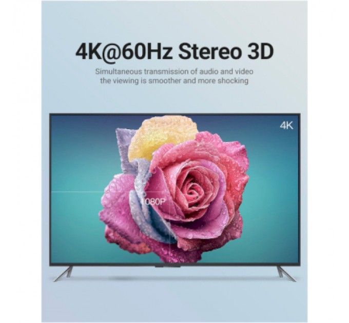 Vention Кабель мультимедійний USB-C 3.1 to HDMI 1.5m 90° 4K 60 Гц PVC Black Vention (CGVBG)