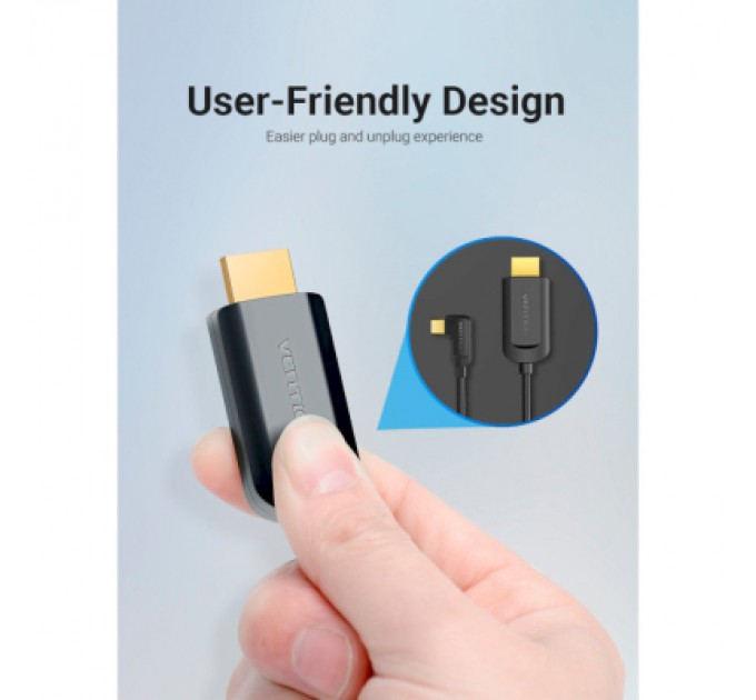 Vention Кабель мультимедійний USB-C 3.1 to HDMI 1.5m 90° 4K 60 Гц PVC Black Vention (CGVBG)