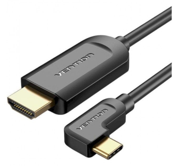 Vention Кабель мультимедійний USB-C 3.1 to HDMI 1.5m 90° 4K 60 Гц PVC Black Vention (CGVBG)