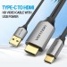 Vention Кабель мультимедійний USB-C 3.1 to HDMI 1.5m v.2.0 4K 60Hz USB Power Supply black Vention (CGTBG)