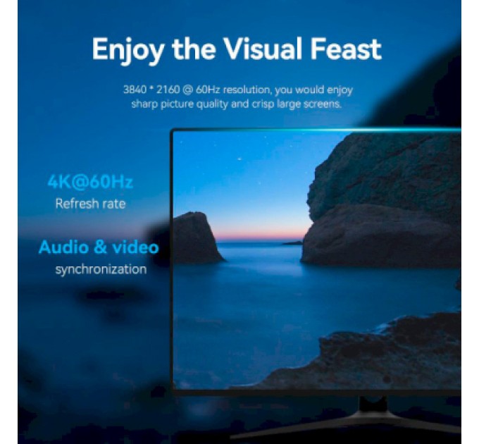 Vention Кабель мультимедійний DisplayPort to DisplayPort 5.0m V1.2 4K 60Hz 3D Dolby 7.1 Vention (HAKBJ)