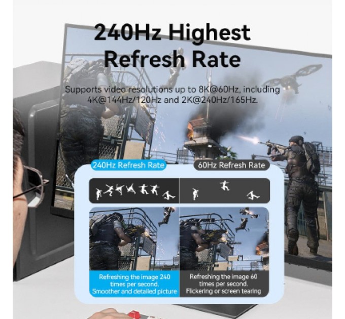 Vention Кабель мультимедійний Mini DisplayPort to Mini DisplayPort 2.0m V1.4 8K 60Hz 32.4Gbps Blue Aluminum Alloy Vention (HCGLH)