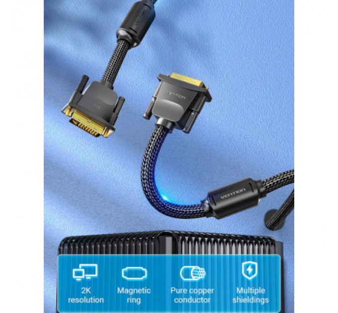 Vention Кабель мультимедійний DVI to DVI 24+1pin 5.0m 2K 60Hz ferrite Vention (EAEBJ)