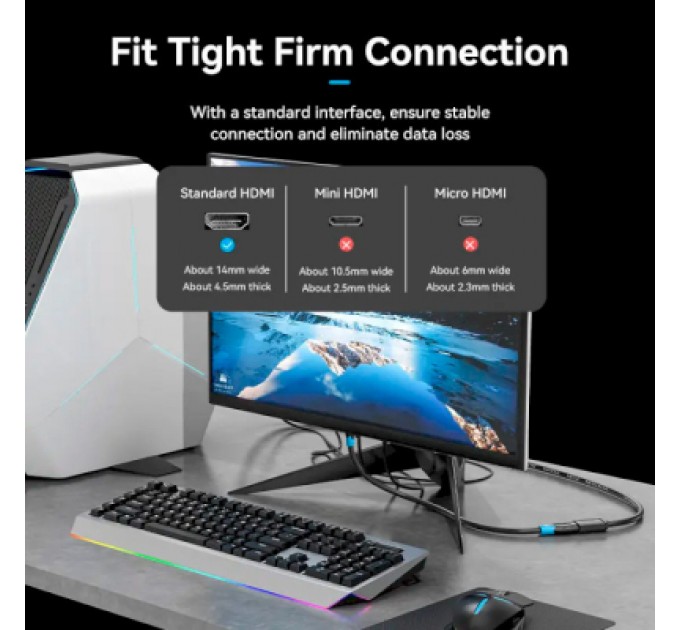 Vention Кабель мультимедійний HDMI M to HDMI F 5.0m V2.0 4K 60Hz PVC Vention (AHCBJ)