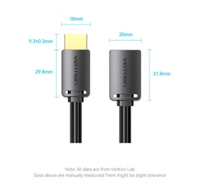 Vention Кабель мультимедійний HDMI M to HDMI F 5.0m V2.0 4K 60Hz PVC Vention (AHCBJ)