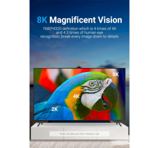 Vention Кабель мультимедійний HDMI to HDMI 2.0m V2.1 8K 60Hz Silver Metal Type Vention (ALCIH)