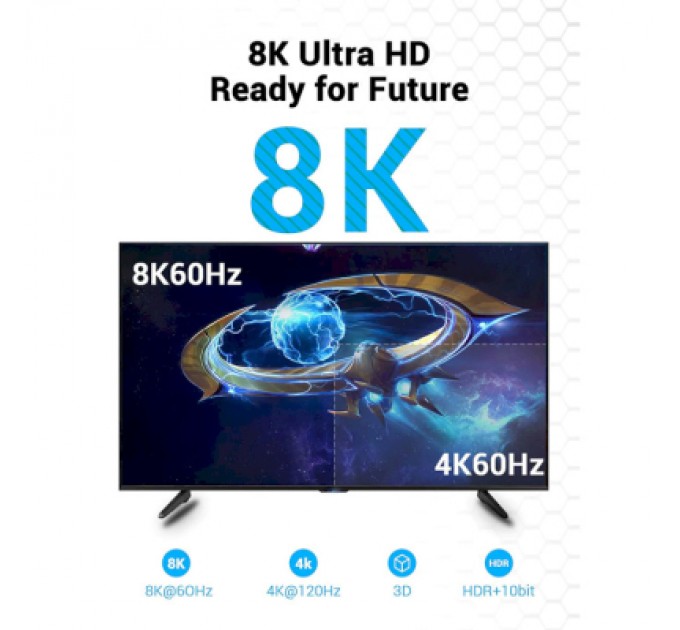 Vention Кабель мультимедійний HDMI to HDMI 3.0m V2.1 8K 60Hz PVC Vention (AANBI)