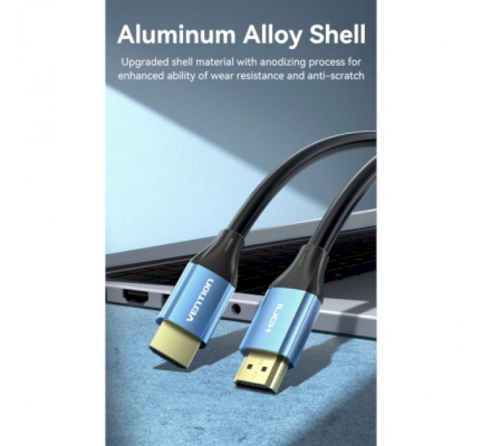 Vention Кабель мультимедійний HDMI to HDMI 5.0m V2.0 4K 60Hz Aluminum Alloy Blue Vention (ALHSJ)
