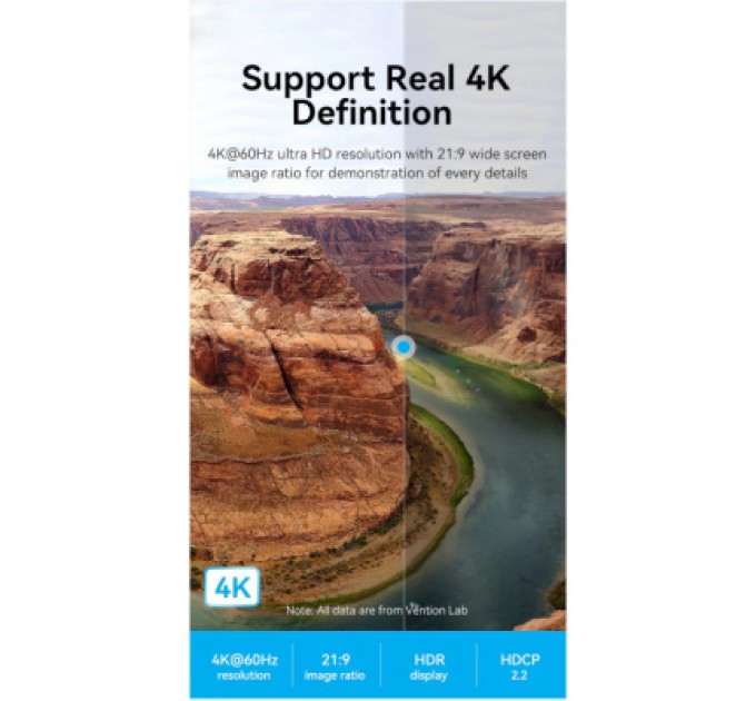 Vention Кабель мультимедійний HDMI to HDMI 5.0m V2.0 4K 60Hz Aluminum Alloy Blue Vention (ALHSJ)