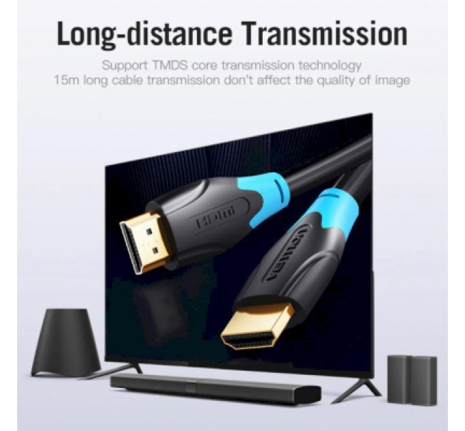 Vention Кабель мультимедійний HDMI to HDMI 8.0m V2.0 4K 60Hz PVC Vention (AACBK)