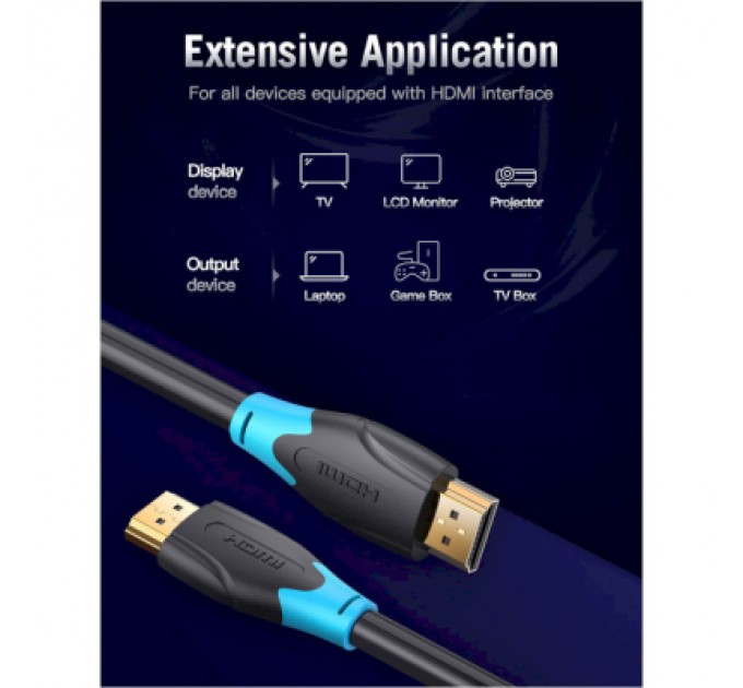 Vention Кабель мультимедійний HDMI to HDMI 8.0m V2.0 4K 60Hz PVC Vention (AACBK)