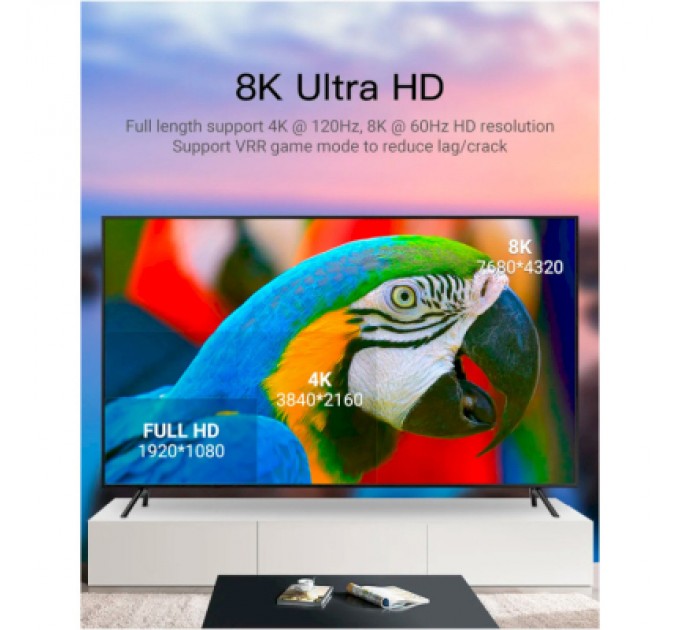Vention Кабель мультимедійний HDMI to HDMI 15.0m V2.1 Optical 8K 60Hz 48Gbps Dolby 7.1 TPE Black Metal Type Vention (AAZBN)