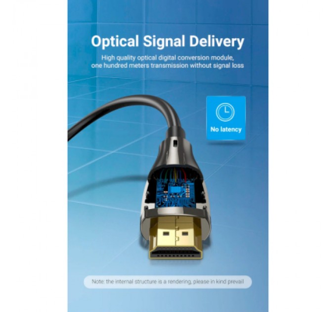 Vention Кабель мультимедійний HDMI to HDMI 50.0m V2.0 Optical 4K 60Hz 18Gbps Dolby 7.1 PVC Black Zinc Alloy Vention (ALABX)