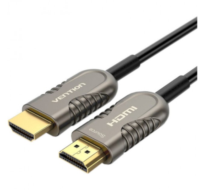 Vention Кабель мультимедійний HDMI to HDMI 60.0m V2.1 Optical 8K 60Hz 48Gbps Dolby 7.1 TPE Black Metal Type Vention (AAZBAE)