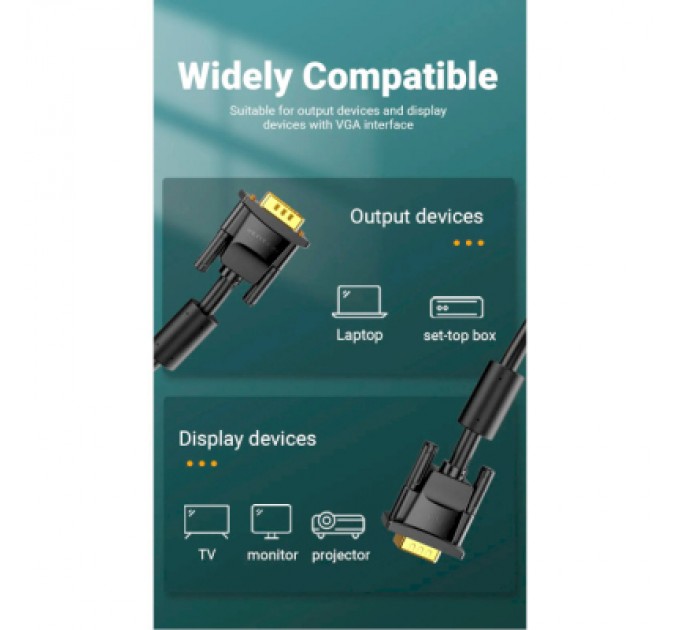 Vention Кабель мультимедійний VGA 15M-15M 2.0m ferrite Vention (DAEBH)