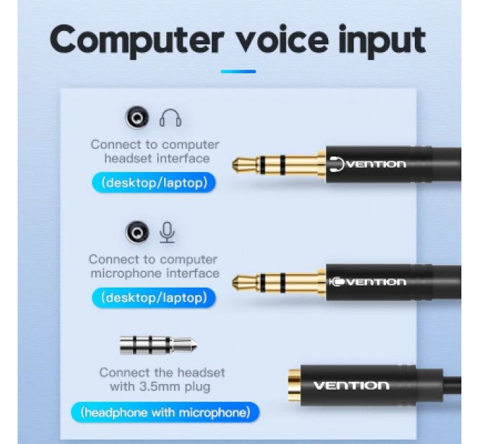 Vention Кабель мультимедійний Jack 3.5mm 4pin F to 2X 3.5mm M Vention (BBTBY)