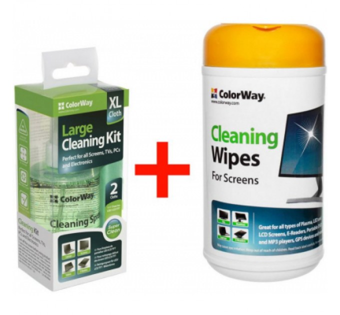 ColorWay Універсальний чистячий набір ColorWay Cleaning Kit XL for Screens, TVs, PCs + CW-1071 SET (CW-5200/CW-1071)
