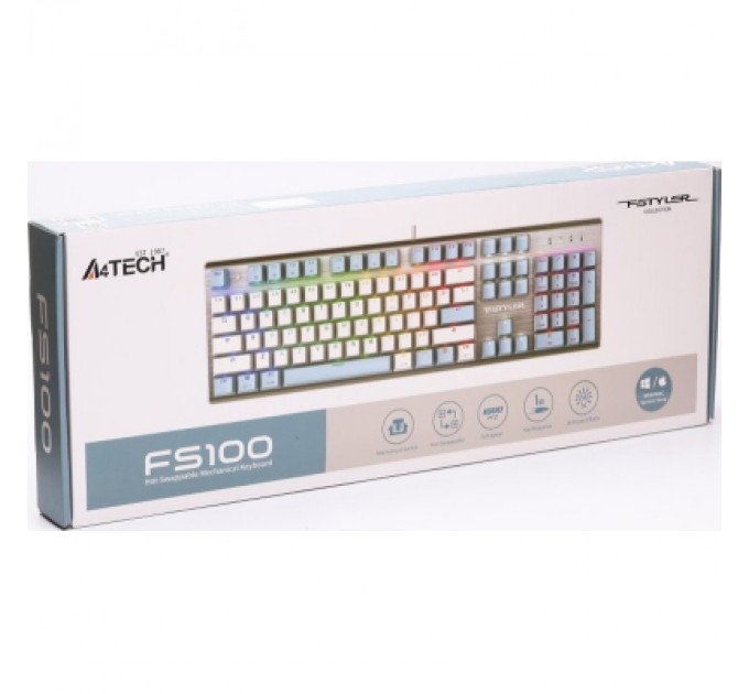 A4Tech Клавіатура A4Tech FS100 RGB FS Switch USB Icy Blue (4711422004069)