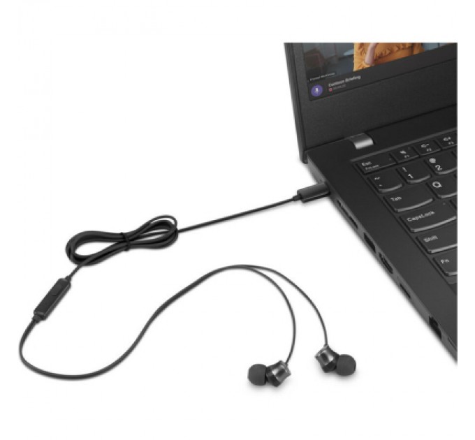 Lenovo Навушники Lenovo USB-C Wired In-Ear Headphone Black (4XD1J77351)